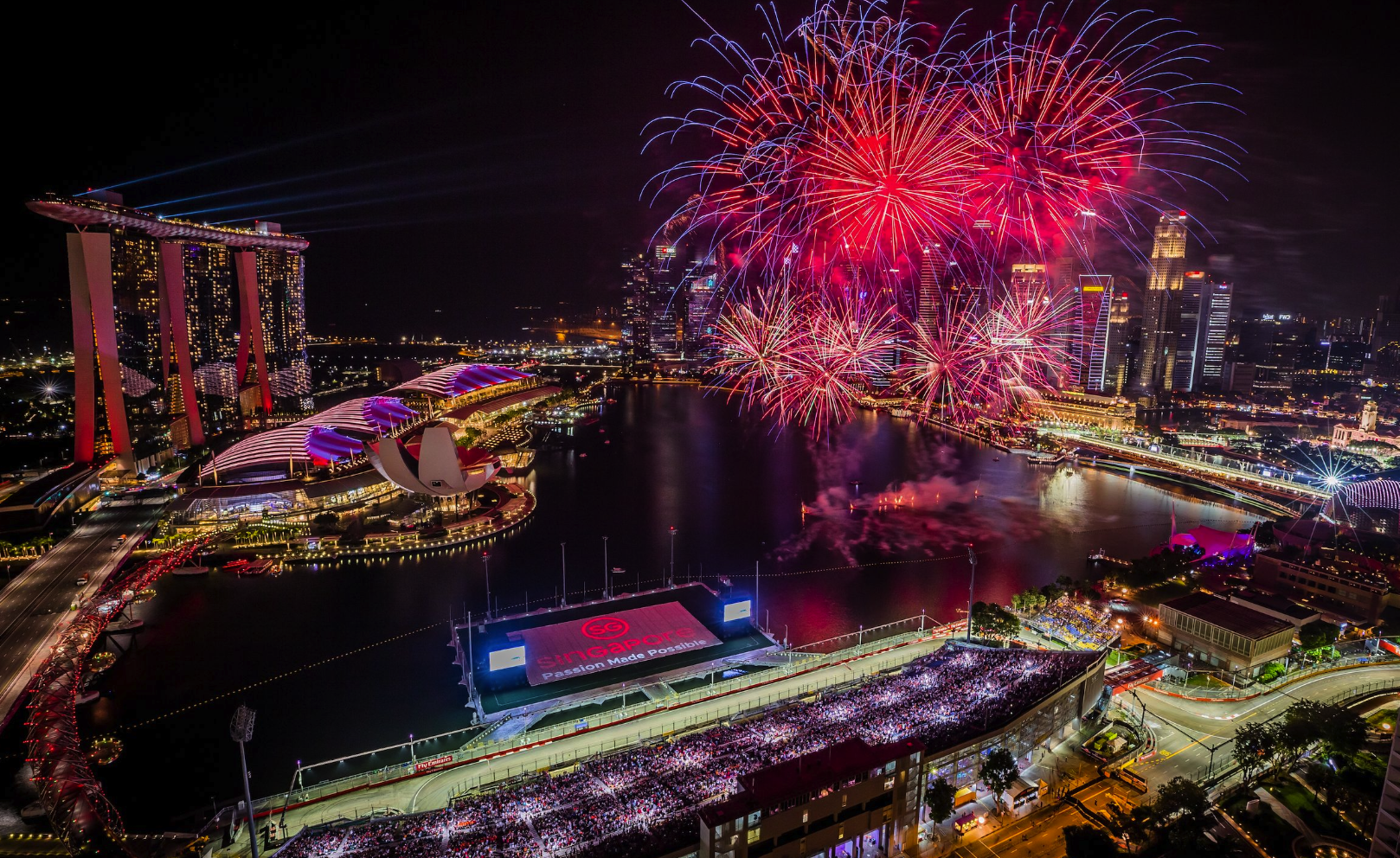 Singapore GP Formula 1 night race fireworks